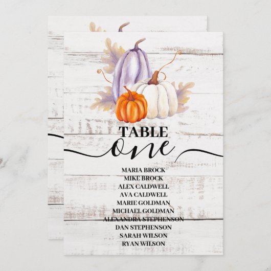 Rustige White Wood Waterverf Pumpkin Sunflower I Kaart (Voorkant / Achterkant)