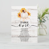 Rustige White Wood Waterverf Pumpkin Sunflower Inv Kaart (Staand voorkant)