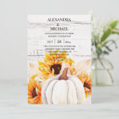 Rustige White Wood Waterverf Pumpkin Sunflower Kaart (Staand voorkant)