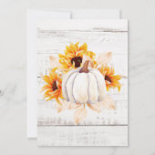 Rustige White Wood Waterverf Pumpkin Sunflower Kaart (Achterkant)