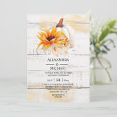 Rustige White Wood Waterverf Pumpkin Sunflower Kaart (Staand voorkant)