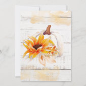 Rustige White Wood Waterverf Pumpkin Sunflower Kaart (Achterkant)
