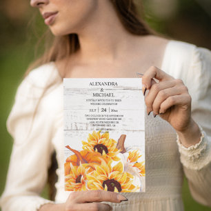 Rustige White Wood Waterverf Pumpkin Sunflower Kaart