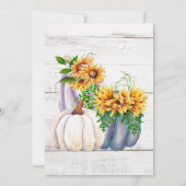 Rustige White Wood Waterverf Pumpkin Sunflower Save The Date (Achterkant)