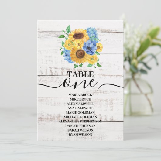 Rustige White Wood Waterverf Wedding Sunflower Kaart (Staand voorkant)