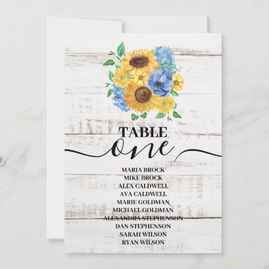 Rustige White Wood Waterverf Wedding Sunflower Kaart (Achterkant)