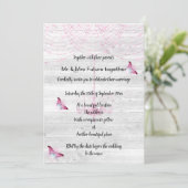 Rustige Whitespoed Pink Butterfly Wedding Kaart (Staand voorkant)