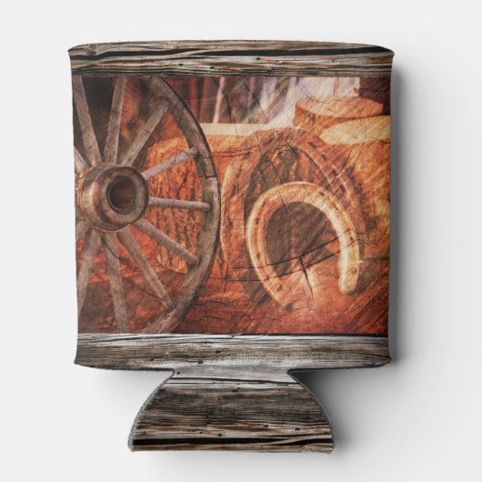 Rustige wielwieltjes Hoefijzers Westerne stijl kan Blikjeskoeler (Achterkant)