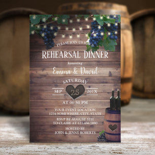 Rustige Wijn Barrel Vineyard Rehearsal Dinner Kaart