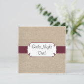 Rustige wijn en beige Burlap Girls Night Out Kaart (Staand voorkant)