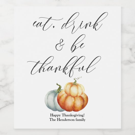 Rustige wijn met pompoenen . wijn etiket (Enkel label)