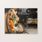 Rustige Wijnkaas met kleefstof Legpuzzel (Horizontaal)
