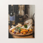 Rustige Wijnkaas met kleefstof Legpuzzel<br><div class="desc">Dit smakelijk uitziende ontwerp is voorzien van een rustige instelling van wijn en kaas #food #tasty #gastronomy #aas #wine #walnuts #rustic #crackers #plezier #games #cadets #feestdagen #Kerstmas #stockingstuffers #secretsanta #winelover</div>