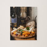 Rustige Wijnkaas met kleefstof Legpuzzel<br><div class="desc">Dit smakelijk uitziende ontwerp is voorzien van een rustige instelling van wijn en kaas #food #tasty #gastronomy #aas #wine #walnuts #rustic #crackers #plezier #games #cadets #feestdagen #Kerstmas #stockingstuffers #secretsanta #winelover</div>