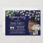 Rustige Wijnloop Floral Jar Navy Blue Birthday Kaart (Voorkant)