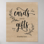 Rustige wijnstokkaarten en Poster voor cadeaubonne (Voorkant)