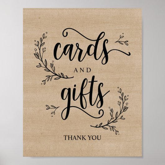 Rustige wijnstokkaarten en Poster voor cadeaubonne (Voorkant)