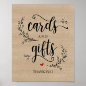 Rustige wijnstokkaarten en Poster voor cadeaubonne (Voorkant)