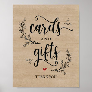 Rustige wijnstokkaarten en Poster voor cadeaubonne