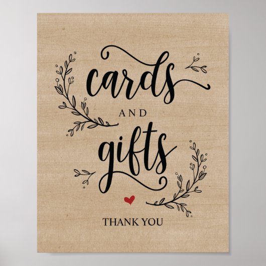 Rustige wijnstokkaarten en Poster voor cadeaubonne (Voorkant)