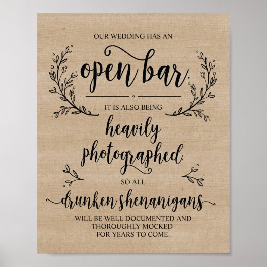 Rustige wijnstokken Bindbalken met open touw Poster (Voorkant)