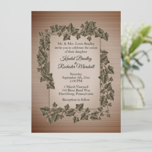 Rustige wijnstokken uitnodiging voor weddenschappe (Staand voorkant)