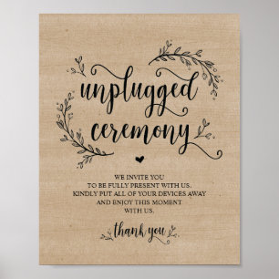 Rustige wijnstokken Wedding UNPLUGGED CEREMONY-tek Poster