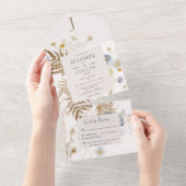 Rustige Wildbloemen Monogram Cream Dinner All In One Uitnodiging (Afscheurbaar)