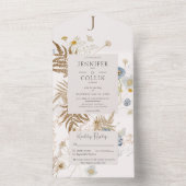 Rustige Wildbloemen Monogram Cream Dinner All In One Uitnodiging (Binnen)