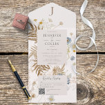 Rustige Wildbloemen Monogram op Cream QR Code All In One Uitnodiging<br><div class="desc">BESCHIKBAAR MET OF ZONDER EEN QR-CODE AAN SCAN. Dit ontwerp heeft een delicaat veld en wilde bloemen en kannen op een witte zachte crèmeachtergrond. Een monogram voltooit de eenvoudige maar elegante blik van dit alles in één uitnodiging. Voeg een QR code URL aan uw uitnodiging toe zodat de gasten tot...</div>