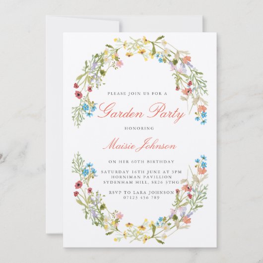 Rustige wilde bloemen Garden Party Birthday Kaart (Voorkant)