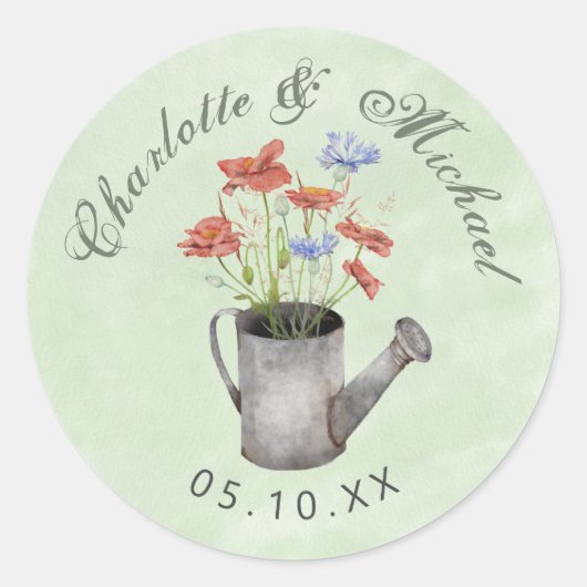 Rustige wilde bloemen in een water kunnen klassiek ronde sticker (Voorkant)
