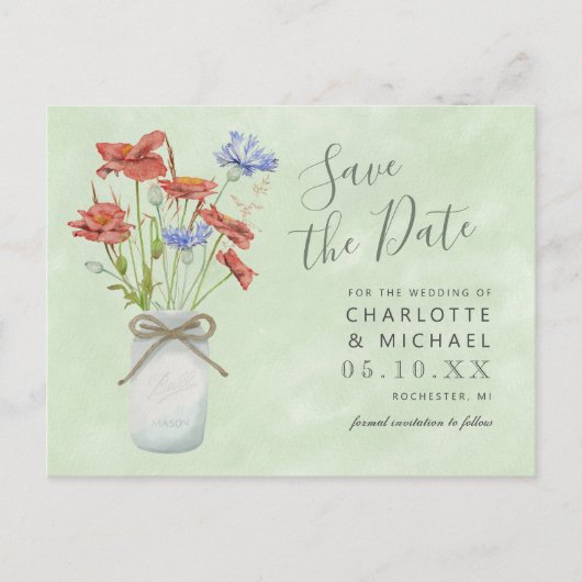 rustige wilde bloemen kogelpot met briefkaart op d (Voorkant)