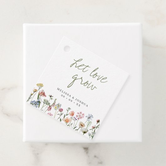 Rustige wilde bloemen laten liefhebben weduwzaad v bedankjes labels (In situ)