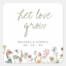 Rustige wilde bloemen laten liefhebben weduwzaad v vierkante sticker