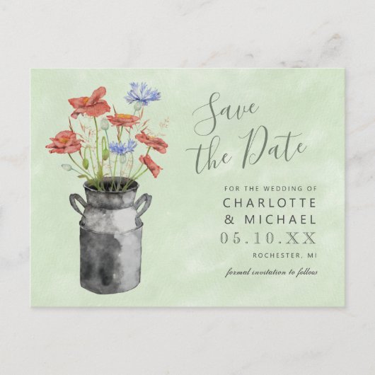 rustige wilde bloemen melkemmer , met uitzondering briefkaart (Voorkant)