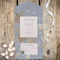 Rustige wilde bloemen Monogram Stusty Blue QR Code