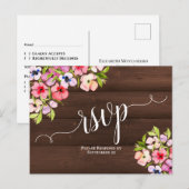Rustige wilde bloemen op Barn Wood Wedding RSVP Briefkaart (Voorkant / Achterkant)