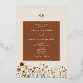 Rustige wilde bloemen Terracotta Wedding Folie Uitnodiging (Voorkant)