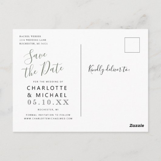 rustige wilde bloemen water kan de datum redden briefkaart (Achterkant)