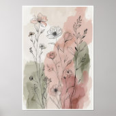 Rustige wilde bloementuin | Waterverf Botanisch Poster (Voorkant)