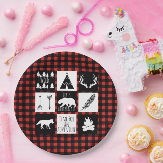 Rustige wilde dieren en buffelkoepels papieren bordje (Feest)