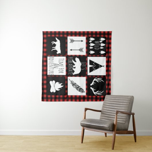 Rustige wilde dieren en buffelkoepels wandkleed (In Situ (horizontaal))