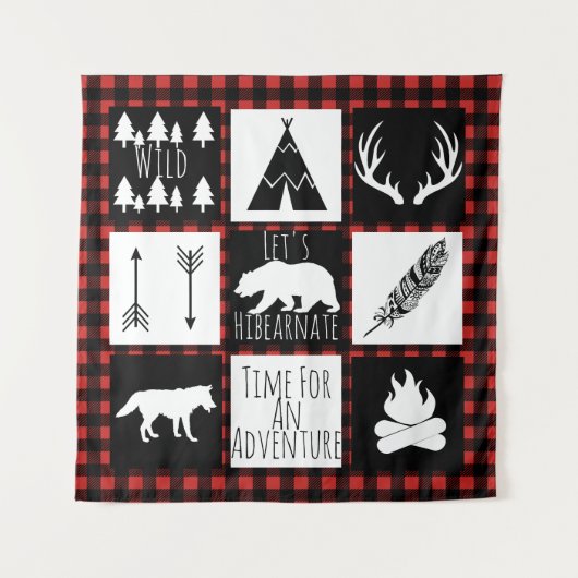 Rustige wilde dieren en buffelkoepels wandkleed (Voorkant)