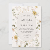 rustige wilde florale lijst bruiloft uitnodiging (Voorkant)
