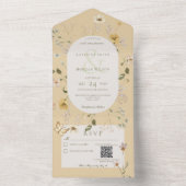 Rustige Wilde Lijst - Gele QR-code All In One Uitnodiging (Binnen)