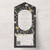 Rustige Wilde Lijst Zwarte QR-code All In One Uitnodiging (Binnen)
