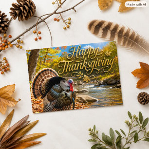Rustige Wilde Thanksgiving Tom Kalkoen Natuur Feestdagen Kaart