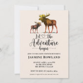Rustige Wilderness Moose Baby Boy Shower Invitatio Kaart (Voorkant)