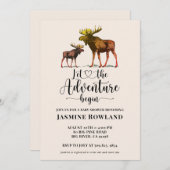 Rustige Wilderness Moose Baby Boy Shower Invitatio Kaart (Voorkant / Achterkant)